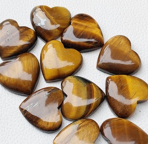 Cabochon en œil de tigre en forme de cœur, pierre précieuse naturelle marron doré, taille cœur, pour la fabrication de bijoux, vente en gros - Product Image 3
