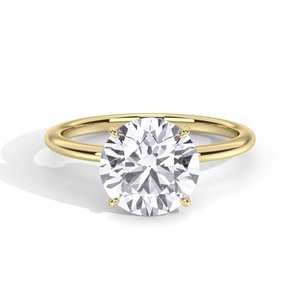 แหวนหมั้นเพชรทรงกลมเจียระไนแบบบริลเลียนท์ 1 กะรัต สีเหลืองทอง สำหรับทุกเพศ  แบบคลาสสิก  ชุบแพลตตินั่ม 14k - Product Image 2