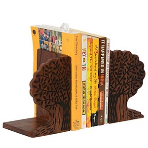 Sheesham Wood Geometric Interlocking Bookend Pair | Wholesale Wooden Desk Organizer - Product Image 2