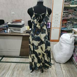 <b>Women</b> Polyester Woven Digital Print Maxi <b>Dress</b> Spaghetti Strap Backless A-Line Casual <b>Boho</b> Beach <b>Dress</b> - Product Image 4