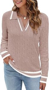 <b>Women</b> 100% Cotton <b>Cable</b> <b>Knit</b> Computer <b>Knit</b> Turtleneck <b>Sweater</b> Ribbed High Neck Long Sleeve Pullover Casual Winter <b>Sweater</b> - Product Image 2