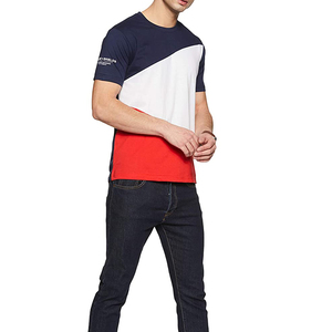 Camiseta de Manga Corta para Hombre, con Bloques de Color y Diseño Geométrico, Cuello Redondo, Estilo Casual Tejido - Product Image 4