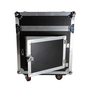 Caisse de rangement pour DJ avec 12 espaces, dessus incliné et 4 roulettes - Noir et Argent - Product Image 6