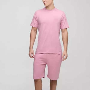 Conjunto de Verano para Hombre de Dos Piezas, Camiseta y Pantalones Cortos Casuales, 220g, Jersey con Logotipo Frontal, 100% Algodón, Estilo Urbano - Product Image 3