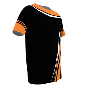 T-shirt à manches courtes pour homme, noir, col rond, coupe classique, tissu tricoté décontracté avec détail manches orange - Product Image 2