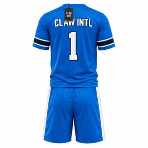 ชุดเสื้อฟุตบอล CLAW INTL สีน้ำเงิน รุ่นยูนิเซ็กซ์ หมายเลข 1 พิมพ์ลายแบบ Sublimated คอวี แขนยาว ระบายเหงื่อได้ดี ทรงปกติ ป้องกันรังสียูวี - Product Image 2