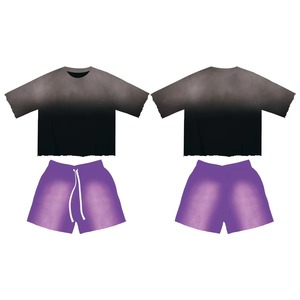 Conjuntos Cortos de Camiseta y Pantalones Cortos, Chándal Personalizado, Ropa Deportiva, Conjuntos Deportivos para Hombre, Conjuntos Cortos con Efecto Deslavado, Lavado Ácido, Verano para Hombre - Product Image 2