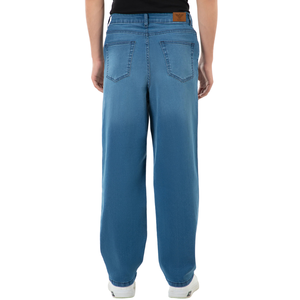 Jean en denim décontracté bleu pour homme, coupe droite, jambe large, polyester/coton, séchage rapide, délavé, streetwear quotidien - Product Image 2