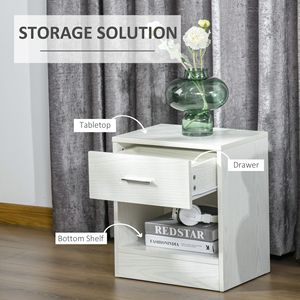 Comodino Moderno Bianco Effetto Legno con Cassetto Portaoggetti per Camera da Letto e Soggiorno - Product Image 4