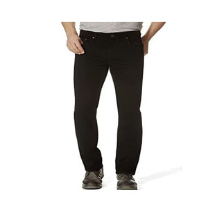 Jean en denim tissé noir vintage coupe droite slim pour homme, taille mi-haute, délavage classique, idéal automne-hiver - Product Image 4