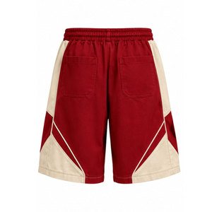 Delta Sigma Theta <b>Red</b> Cotton Bermuda <b>Shorts</b> With Cream Trim Front Logo Drawstring Waist Casual Style - Product Image 3