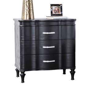 Elegante Comodino in Legno Massello Nero con Gambe in Legno Lavorato e Pannelli Frontali Curvi, Tavolino da Notte per Camera da Letto - Product Image 4