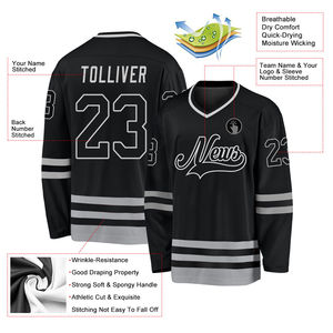 Uniforme de Hockey Personalizado para Equipos, Jersey Profesional de Hockey sobre Hielo con Impresión por Transferencia de Calor, Transpirable, 100% Poliéster, Cuello en V, OEM - Product Image 2