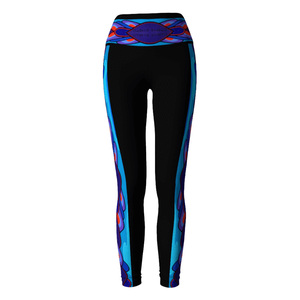 Leggings de Cintura Alta con Estampado Azul Personalizado, Pantalones de Yoga Deportivos Transpirables y Elásticos de Longitud Completa, Ropa de Baile y Fitness para Mujer, OEM - Product Image 2