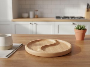 Eco-Friendly Portable Wooden <b>Snack</b> <b>Tray</b> with 2 Compartments Polished Beech Serving Plate & Divided Food Platter for Catering - Product Image 5