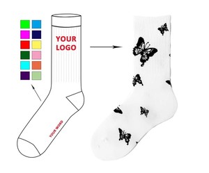 ถุงเท้าลายผีเสื้อสีดำและสีขาวน่ารักทำจากโรงงาน - Product Image 5