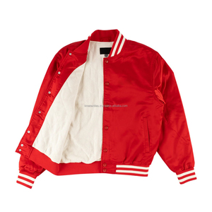 Custom Blank Satin Silk Oversized Cropped <b>Men</b> and Women's Reversible Eco-Friendly Varsity Jacket Windproof Waterproof - Product Image 3