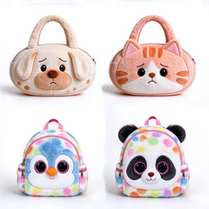 Sac à main personnalisé en peluche avec visage d'animal, sac à dos mignon de dessin animé pour tout-petits, sac à bandoulière doux en peluche pour enfants garçons filles - Product Image 5