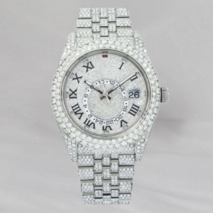 Reloj de Cuarzo Moissanite con Incrustaciones de Diamantes, Estilo Hip Hop, Unisex, Color Blanco, Venta al Por Mayor de Fábrica - Product Image 1