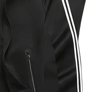 Ensemble de survêtement noir pour homme, manches longues, col montant, fermeture éclair, style sportif décontracté, respirant, en polyester, pour l'automne - Product Image 3