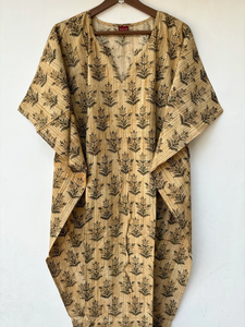 Nuevo Kaftán con Estampado Animal, Cuello en V, Cierre con Cordón, Corte Evase, de Algodón Suave Indio, con Encaje, Largo Completo, para Playa, para Mujer - Product Image 2