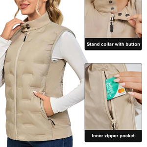 Chalecos Casuales Ultraligeros con Cuello Alto, Tejidos, Transpirables, Ecológicos, con Cierre de Cremallera, Relleno Acolchado, Resistentes al Viento, para Mujer - Product Image 5