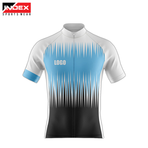 Maillot de cyclisme Index Sportswear à manches courtes, fermeture éclair intégrale, imprimé géométrique, séchage rapide, blanc multicolore, vêtements de vélo pour hommes - Product Image 2