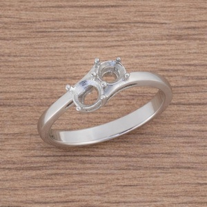 925 Sterling Silver Two Round 8mm Stone Ring Setting Double Stone Semi Mount Engagement <b>Wedding</b> Anniversaryt Best Gift Ring - Product Image 6