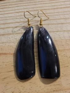 Pendientes Geométricos de Cuerno de Búfalo, Ecológicos, Hechos a Mano, con Patrón de Caparazón de Tortuga, Diseño Moderno Pulido, Artesanía Natural para Bodas MN - Product Image 1
