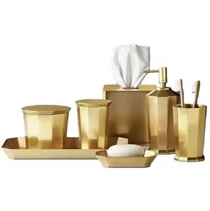 Juego de Baño de Acero Inoxidable para Hotel de Lujo: Dispensador de Jabón, Portavasos para Cepillos de Dientes, Contenedor de Residuos y Dispensador de Toallitas - Product Image 3