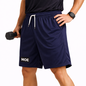 Pantalones Cortos Deportivos de Malla Azul Marino Personalizados para Hombre, Ligeros, con Cordón en la Cintura, Producción de Ropa Deportiva de Marca Privada MOE - Product Image 4