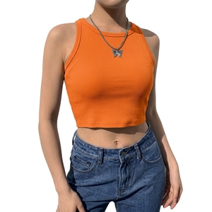 Custom <b>Women</b> Square Neck Crop Tank Top Double Layer Stretch <b>Sleeveless</b> Summer Fashion <b>Shirt</b> Private Label Supplier - Product Image 3