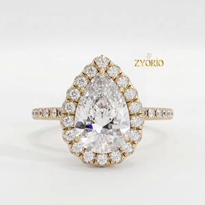 Anillo de Compromiso de Lujo con Diamante Cultivado en Laboratorio en Forma de Pera de 1.81ct, Halo, Plata 925, VS1, EF, Engaste de Garras, Anillo para Boda o Fiesta - Product Image 6