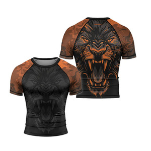 Nouveau Rashguard Anti-UV à Manches Courtes Premium 2026 pour Jiu Jitsu, MMA, Grappling, BJJ, Boxe – Vente en Gros OEM – Noir Multicolore - Product Image 4