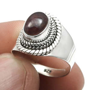 Bague artisanale en argent sterling 925 avec pierre précieuse tourmaline rose naturelle taille ovale, style vintage, unisexe, style bohème - Product Image 3