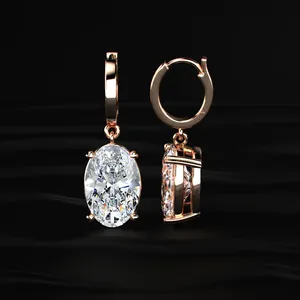 Oval Cut <b>Diamond</b> Solitaire <b>Dangle</b> Labgrown <b>Diamond</b> <b>Earrings</b> Beautiful <b>Diamond</b> <b>Earrings</b> Exclusive Jewelry from Indian Supplier. - Product Image 3