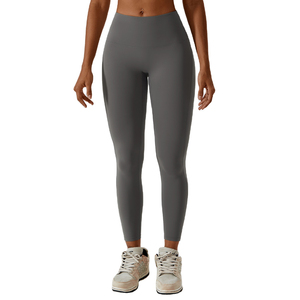 High Waist Seamless <b>Yoga</b> <b>Leggings</b> Full Length Solid Color Four-Way Stretch Spandex Nylon Eco-Friendly 180g Pants Ruched Butt - Product Image 4