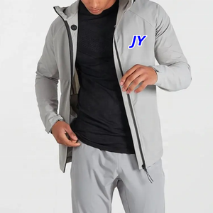 Men's Hooded Puffer <b>Jacket</b> Windproof Solid Color Zipper Closure Sporty Style Autumn Wear Front Logo Heat-Transfer Printing - Product Image 5