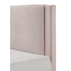 1 pz. Testiera imbottita in peluche contemporanea con texture a coste, letto a piattaforma completo con telaio a basso profilo e gambe discrete, colore rosa - Product Image 3
