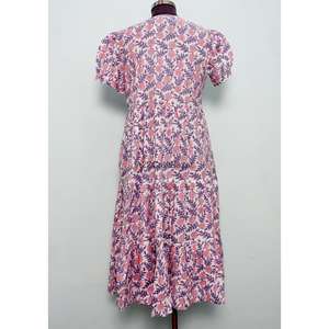 Robe midi imprimée 100 % coton pur la plus vendue pour femme, taille naturelle, tenue décontractée d'été pour le bureau, le brunch et les voyages - Product Image 6