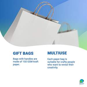 Sacchetti regalo in carta Kraft bianca con maniglie 13X7X17 pollici pacchetto alla rinfusa 200 150 GSM da 17 pollici sacchetti per la spesa manici 150 sacchetti GSM - Product Image 3
