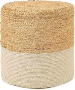 Pouf en Corde Tressée à Motif Circulaire Noir en Jute et Coton, Design Moderne, Fait Main, Lot de 2, Mobile, Personnalisable, Multi-Occasions - Product Image 6