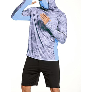 Custom Blue <b>Fish</b> Camo Men's Sublimation Printed Hoodies Camo Performance Fishing Wear Dryfit Men’s Sport <b>Fish</b> <b>Shirts</b> with Hoodie - Product Image 3