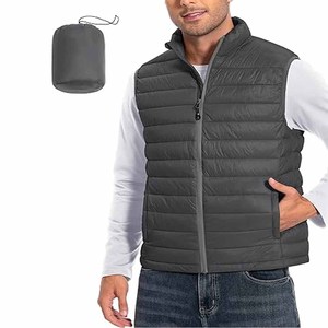 Wholesale Custom OEM Printed Canvas Puffer <b>Jacket</b> Men Customized Winter Half Sleeves Hooded Lightweight - Product Image 3