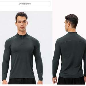 Camiseta Deportiva de Manga Larga para Hombre, de Secado Rápido, con Cierre de Cremallera de 1/4, para Correr, Gimnasio, Entrenamiento - Product Image 6