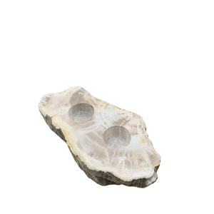 Portavelas de Madera Petrificada Natural Hecho a Mano, Portavelas de Piedra de Doble Orificio para Decoración del Hogar, Faroles de Madera y Frascos para Velas - Product Image 2