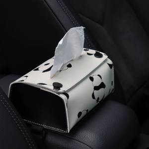 Caja de pañuelos para coche con diseño de panda, dispensador de pañuelos de PVC para salpicadero, soporte para pañuelos para reposacabezas, accesorio interior para automóvil - Product Image 3