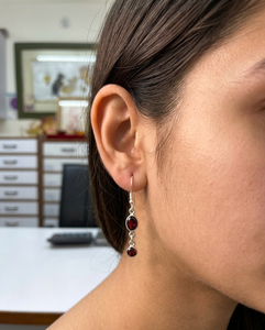 Gigli Rigli Gems ER0248 925 Sterling Silver Natural Garnet <b>Drop</b> <b>Earrings</b> Ethnic Style for Weddings Anniversaries Any Party Great - Product Image 3