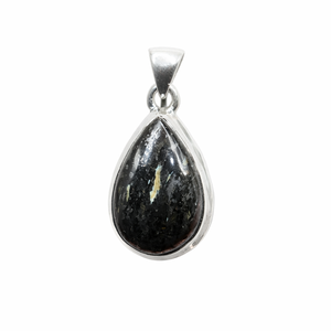 Pendentif en pierre précieuse Nuummite dorée naturelle en forme de goutte, en argent sterling 925 plaqué or rose et or jaune, bijoux artisanaux de guérison - Product Image 1