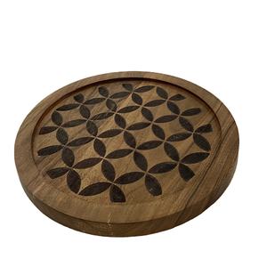 Fabricante de platos y platos de madera de lujo para servir alimentos, Platos y platos elegantes de forma redonda para utensilios de cocina, textura mate de madera de acacia - Product Image 6